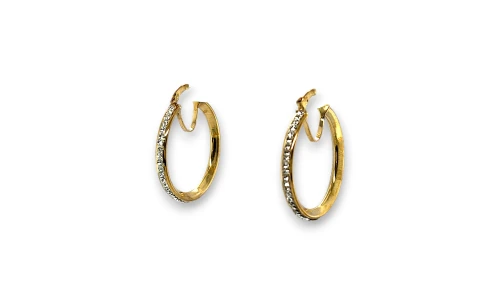 9ct Gold 28mm Crystal Hoop Earrings 3.2g
