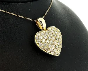 3.00ct Diamond & 18ct Gold Heart Pendant 8.2g - 25mm x 20mm