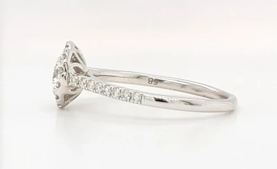 0.89ct Lab Grown Diamond & 9ct White Gold Halo Ring 2.5g Size:N1/2