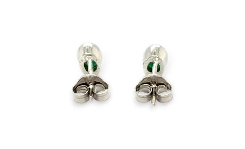 0.20ct Emerald & 9ct White Gold Stud Earrings 0.8g
