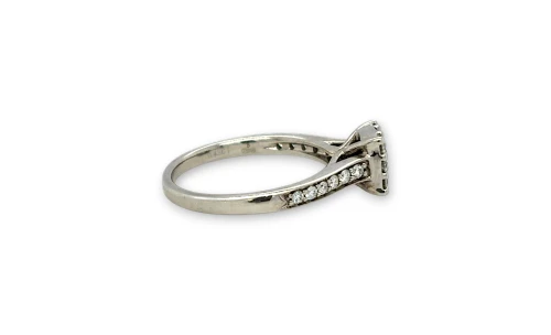 0.43ct Natural Diamond & 9ct White Gold Cluster Solitaire Ring 2.76g