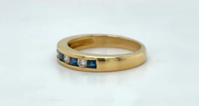 0.30ct Sapphire & 0.25ct Diamond 18ct Gold Eternity/Wedding Band 4.8g