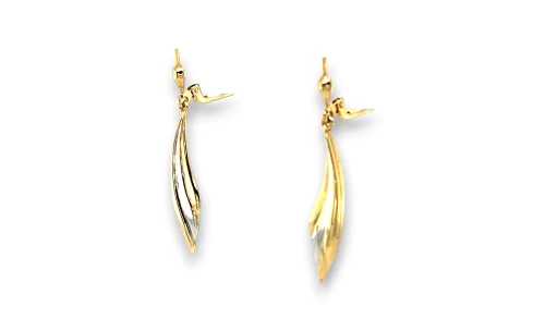 9ct Yellow & White Gold Fancy Drop Earrings (46.00 x 7.1mm) 2.0g