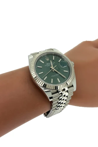 Rolex 41mm Datejust -Green Dial 18ct White Gold & Stainless Steel 2023 Box & Papers Model: 126334
