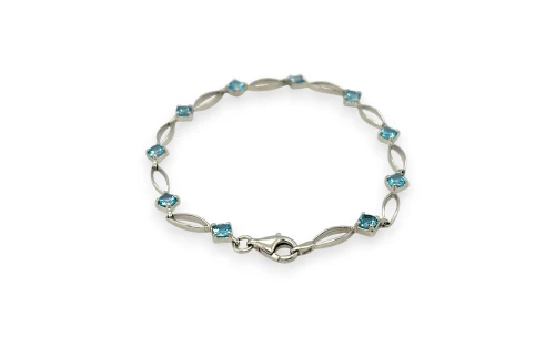 9ct White Gold & Synthetic Topaz ( CZ) Bracelet 7.5Inch 5.95g