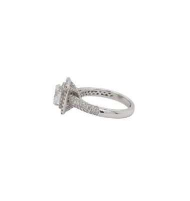 2.00ct Lab Grown Diamond & 14ct White Gold Halo Solitaire Ring 4.2g