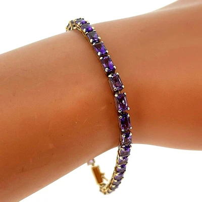 6.00ct Amethyst & 9ct Gold Tennis Bracelet 5.6g 7.5inch