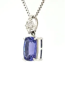 2.35ct Tanzanite & 0.10ct Pendant - Platinum 5.9g 16 Inch