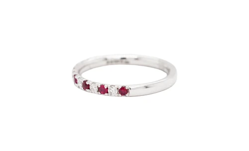 0.21ct Ruby & 0.17ct Diamond 2.2mm Platinum Eternity Band 2.4g