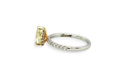 1.36ct Yellow/White Natural Diamond & 18ct White Gold Solitaire Ring 2.7g