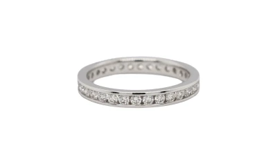 1.00ct Natural & 18ct White Gold FULL Wedding/Eternity Band 3.33g
