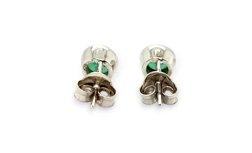 0.84ct Emerald & 9ct White Gold Stud Earrings 1.0g