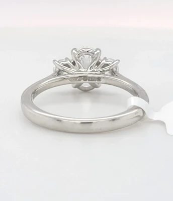 1.67ct Lab Grown Diamond & Platinum Trilogy Ring 5.3g Size M