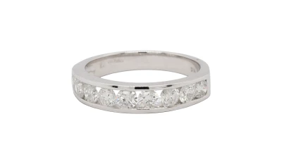 1.00ct Natural Diamond & 18ct White Gold 4.4mm Wedding/Eternity Band 3.80g