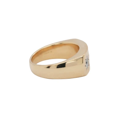 0.79ct Natural Diamond & 9ct Gold Gents 3 Stone Ring 13.26g