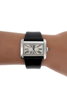 Cartier Tank Divan Stainless Steel/Leather Circa 2008