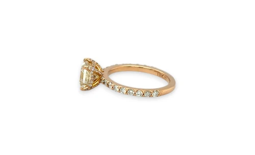 2.07ct Natural Diamond & 18ct Rose Gold Solitaire Ring ( Hidden Halo) 3.07g