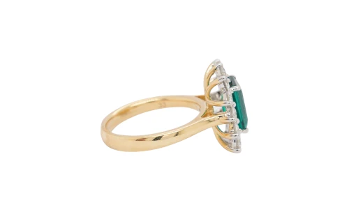 3.78ct Lab Grown Emerald/Diamond Dress Ring -9ct Gold 5.19g