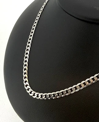 9ct White Gold 3.8mm Traditional Curb Chain 12.2g 24Inch