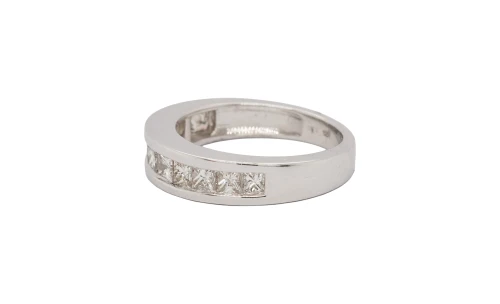 1.50ct Natural Princess Cut Diamond & 9ct White Gold 5.3mm Eternity/Wedding Band 4.93g