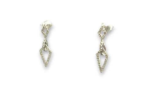 0.48ct Natural Diamond & 18ct White Gold (25 x 9mm) Drop Stud Earrings 2.5g