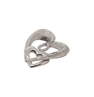 0.68ct Diamond & 18ct White Gold Fancy Heart Pendant 7.2g