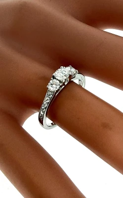 0.61ct Natural Diamond & Platinum Trilogy Ring 3.9g Size L