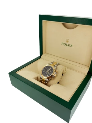 Rolex 40mm Daytona "Black Dial" 18ct Gold & Stainless Steel 2010 Box and Papers