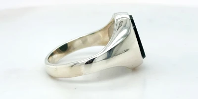 Sterling Silver & Blood Stone Signet Ring 6.7g