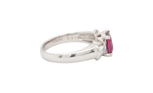 1.91ct Natural Ruby & Diamond 7.4mm Platinum Dress Ring 5.68g