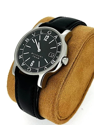 Bvlgari 35.5mm Team ( Year 2018) Stainless Steel & Leather Model: ST355 Watch