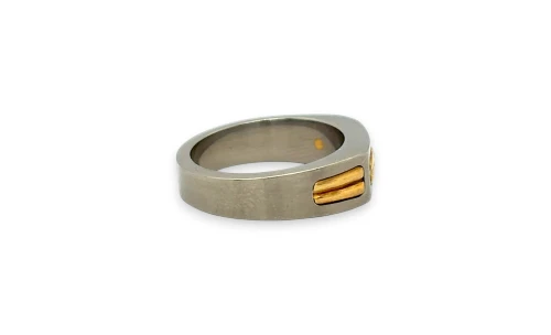 0.05ct Natural Diamond Gents 7.0mm Ring- 18ct Gold & Titanium 5.12g