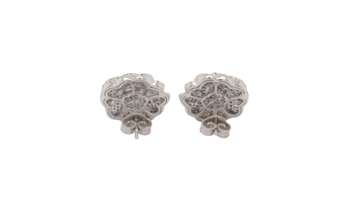 1.35ct Natural Diamond & 9ct White Gold 15.7mm Fancy Swirl Stud Earrings 5.0g