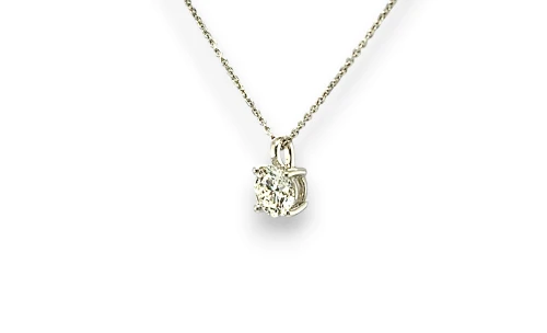 1.00ct Lab Grown Diamond & 9ct White Gold Pendant & Chain 16/18Inch 2.0g