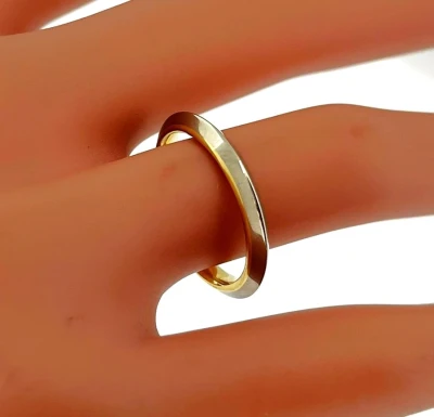 18ct White & Yellow Gold 3mm Knife Edge Wedding Band 4.0g