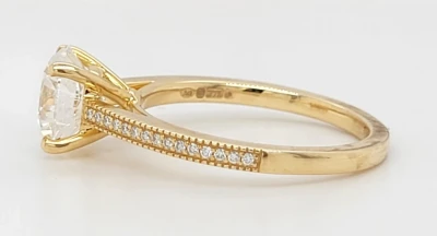 2.06ct Lab Grown Diamond & 9ct Yellow Gold Solitaire Ring  2.9g Size:M