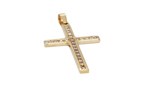 0.50ct Natural Diamond & 9ct Gold Cross Pendant ( 50mm x 27.5 x 2.1mm) 5.8g