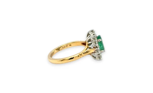 2.80ct Natural Emerald/Diamond Halo Ring -18ct Gold 5.99g