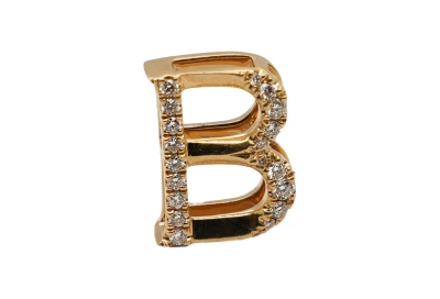 0.11ct Natural Diamond & 18ct Gold - Initial B- Pendant ( 11.5 x 8.5mm) 1.42g
