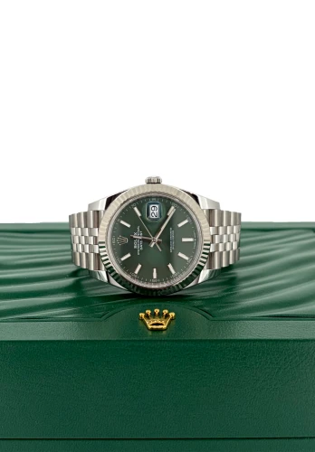 Rolex 41mm Datejust -Green Dial 18ct White Gold & Stainless Steel 2023 Box & Papers Model: 126334