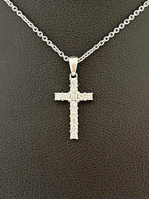 0.15ct Diamond & 18ct White Gold Cross Pendant ( 20. x 9.6 x 2.5mm) 1.0g