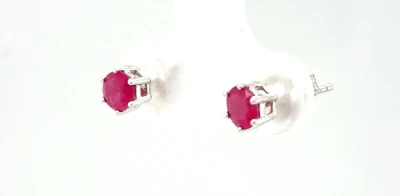 0.60ct Ruby & 9ct White Gold Stud Earrings 0.7g