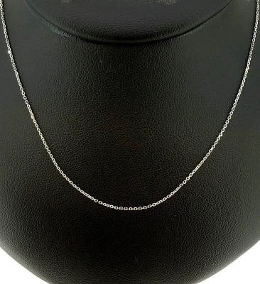 9ct White Gold 0.8mm Traditional Curb Chain 16/18 Inch