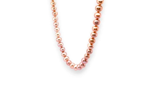 6.0-6.5mm Pink Fresh Water Pearl & Silver Necklace 18inch 23.5g