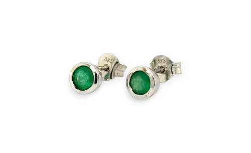 0.84ct Emerald & 9ct White Gold Stud Earrings 1.0g
