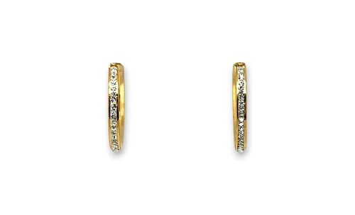 9ct Gold 28mm Crystal Hoop Earrings 3.2g