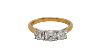 1.00ct Natural Diamond & 18ct Gold Trilogy/Eternity Ring - 2.8g