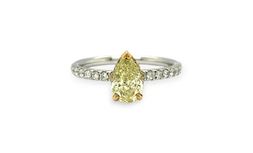 1.36ct Yellow/White Natural Diamond & 18ct White Gold Solitaire Ring 2.7g