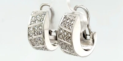 0.74ct Diamond & 18ct White Gold Huggies Style Earrings (17 x 8.2mm) 13.9g