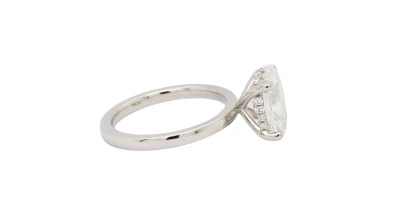 3.17ct Lab Grown Diamond & Platinum Solitaire Ring (Hidden Halo) 6.65g